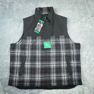Pendleton full-zip vest Mens XL black plaid pattern New With Tags WoolPoly Blend